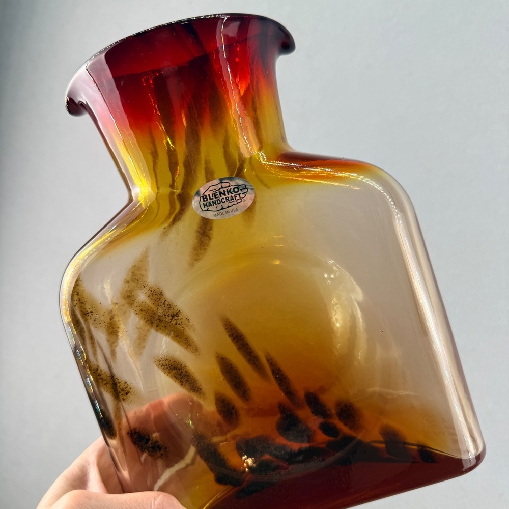 Blenko 384 Special Edition Helios Mars Water Bottle Double Spout Pitcher